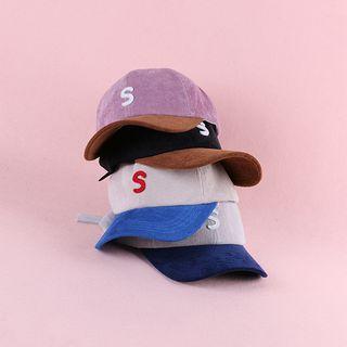 Two-tone Corduroy Lettering Baseball Cap