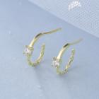 925 Sterling Silver Cz Mini Hoop Earring 1 Pair - E142 - Gold - One Size