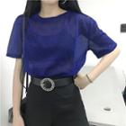 Glitter See-through Loose-fit Short-sleeve T-shirt