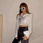 Wide-cuff Printed Cropped Shirt