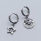 Non-matching 925 Sterling Silver Moon & Star Dangle Earring 1 Pair - Silver - One Size