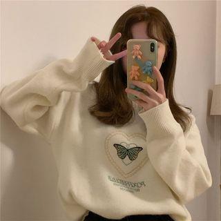 Butterfly Print Knit Sweater