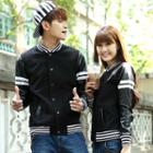 Couple Matching Striped Baseball Jacket