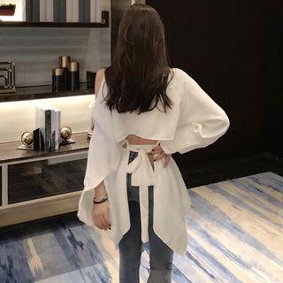 Off-shoulder Tie-back Plain Shirt