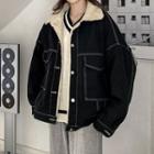 Fleece-lined Denim Jacket Black - One Size
