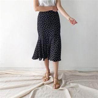 Band-waist Patterned Chiffon Skirt
