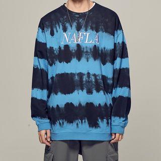 Letter Embroidered Dye Print Pullover