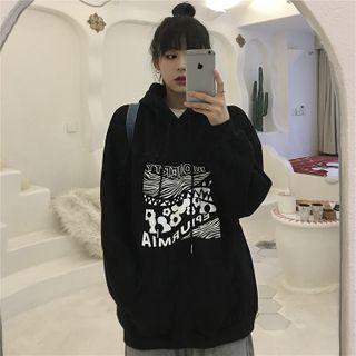 Printed Front Pocket Hooded Sweatshirt