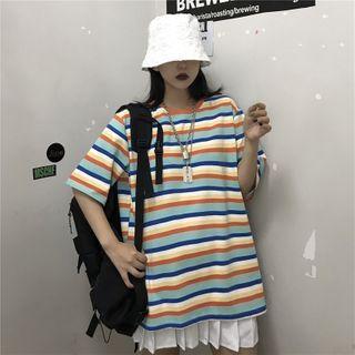 Short Sleeve Striped Oversized T-shirt