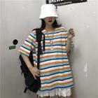 Short Sleeve Striped Oversized T-shirt