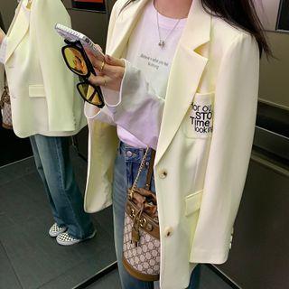 Long-sleeve Polo-collar Lettering Blazer