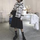 Set : Stripe Long-sleeve Blouse + Midi Skirt