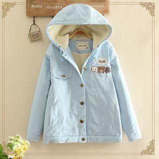 Animal Embroidered Hooded Jacket