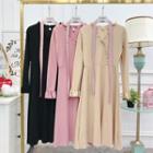 Ruffled-trim A-line Dress With Sash
