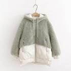 Faux-shearling Panel Hooded Padded Jacket