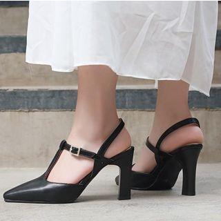 T-strap Pointed Toe High-heel Sandals