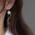 Flower Threader Earring 1 Pair - Silver & White - One Size