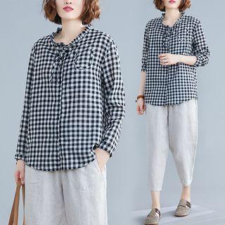 Plaid Strap Long-sleeve Shirt