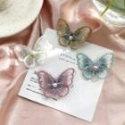 Faux Pearl Fabric Butterfly Hair Clip