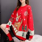 Deer Knit Sweater Red - One Size