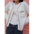 Contrast-trim Fluffy Cardigan