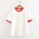 Panel Embroidered Short-sleeve T-shirt