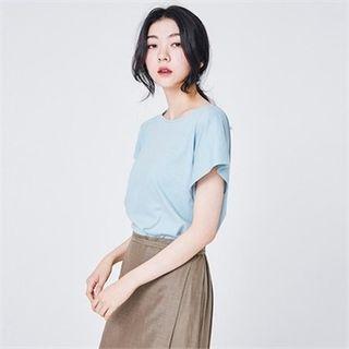 Round-neck Cap-sleeve Blouse
