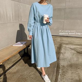 Band-waist Maxi Cotton Dress