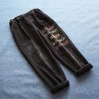 Embroidered Harem Jeans Black - One Size