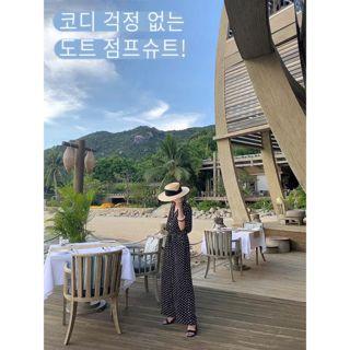 Notched-lapel Dotted Jumpsuit Black - One Size