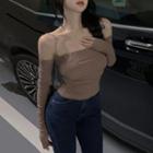Long-sleeve Off-shoulder Top Rose - One Size