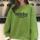 Mock Two-piece Lettering Sweatshirt Green - One Size