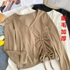 Asymmetrical Drawstring Slim-fit T-shirt