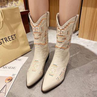 Patterned Pointy Short Boots