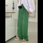 Patterned Wide-leg Pants Green - One Size