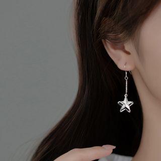 Sterling Silver Star Drop Earring 1 Pair - Drop Earring - S925 Silver - Silver - One Size