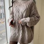 Oversized Cable-knit Mini Sweater Dress
