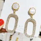 Rhinestone Oval Acrylic Disc Dangle Earring 1 Pair - As Shown In Figure - One Size