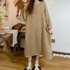 Fleece Long-sleeve Midi Dress