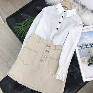 Mini Denim Skirt Almond - L