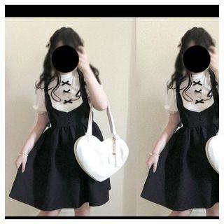 Puff Short Sleeve Bow Accent Top
