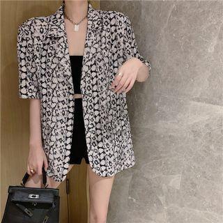 Elbow-sleeve Python Print Blazer