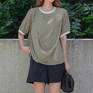 Drape-front Patterned Top