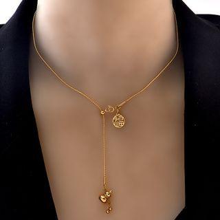Chinese Characters Pendant Alloy Choker Gold - One Size