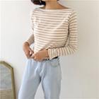 Striped Boatneck Long-sleeve T-shirt