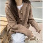 Cable Knit Long-sleeve Toggle Knit Jacket