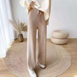 Ribbed Knit Straight Leg Pants