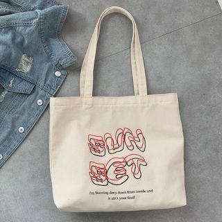 Lettering Tote Bag Sunset - Beige - One Size