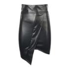 Asymmetric Faux-leather Pencil Skirt