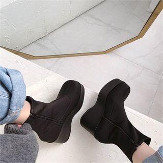 Neoprene Platform-heel Ankle Boots